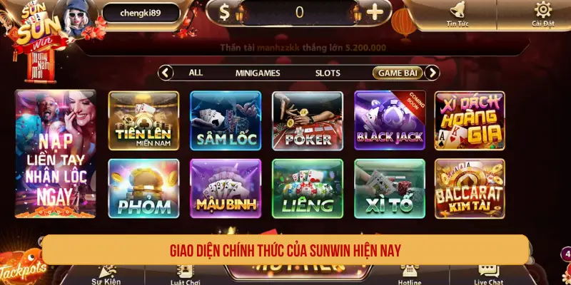 Giao diện chính thức của SUNWIN hiện nay