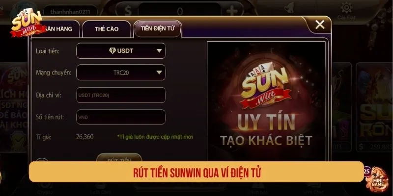 Rút tiền SUNWIN qua ví điện tử